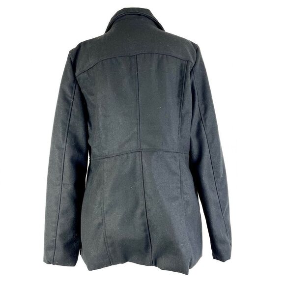 Black Jacket Coat Size Large Pea Zip - Picture 2 of 8